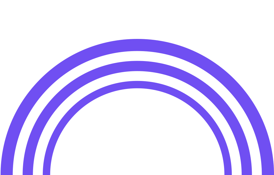Three concentric purple arcs forming a rainbow shape