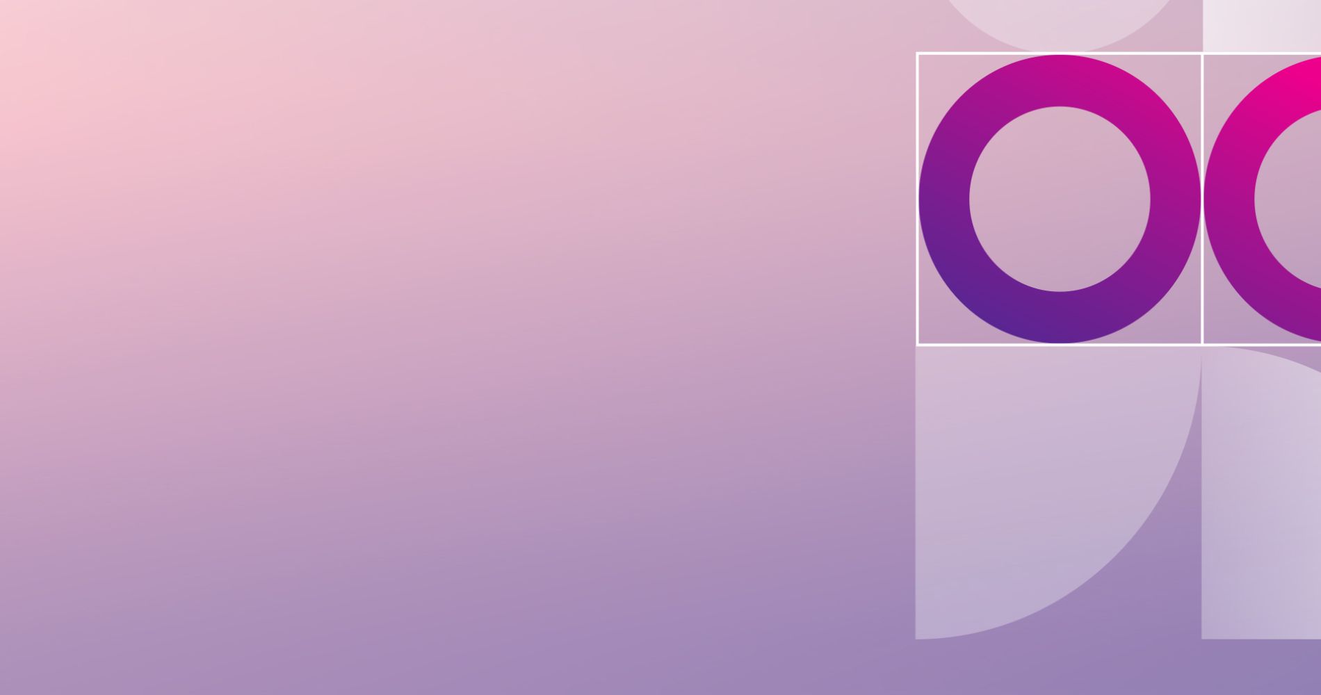 Abstract background with a gradient from pink to purple and large, bold purple circles and curved shapes in the top right corner.